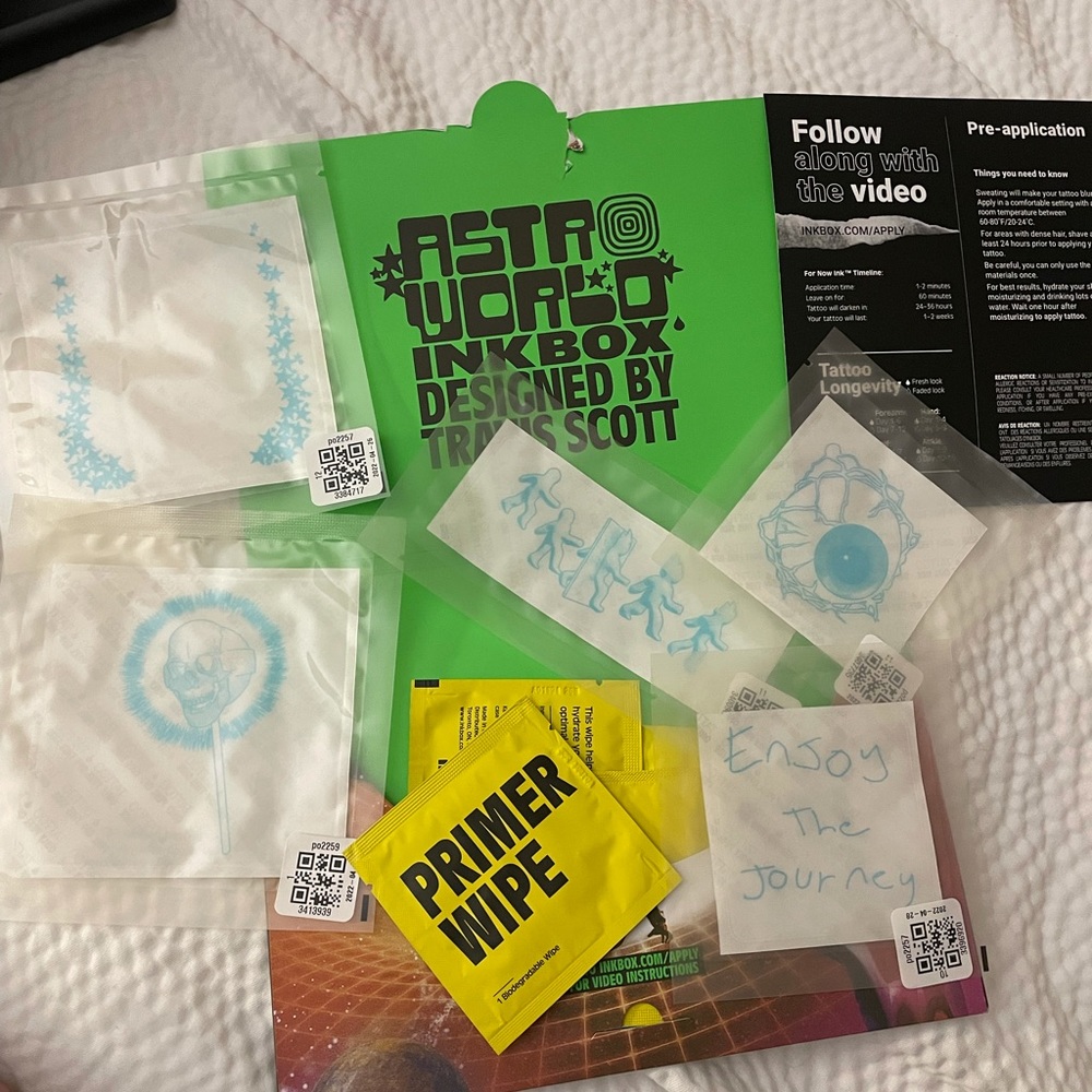 Temporary (1-2 weeks) tattoos from Astroworld 2021